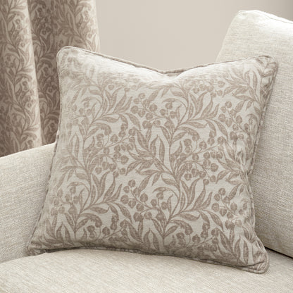 Bianca Chenille Leaves Filled Cushion - Natural