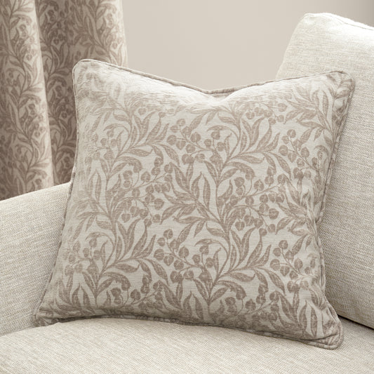 Bianca Chenille Leaves Filled Cushion - Natural