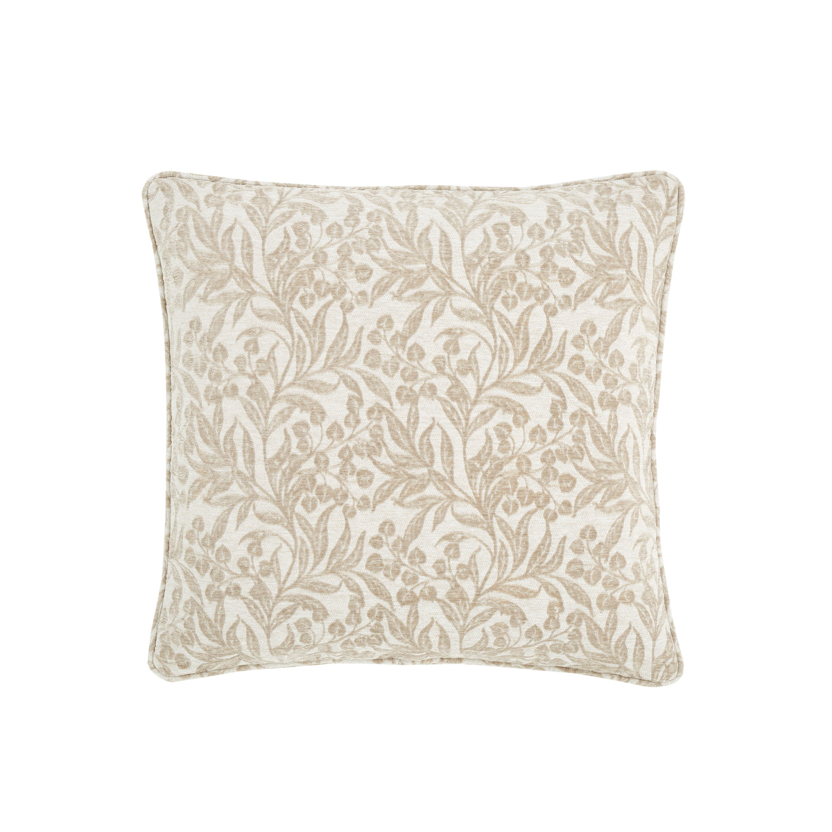 Bianca Chenille Leaves Filled Cushion - Natural