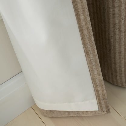 Bianca Chenille Stripe Eyelet Curtains - Natural