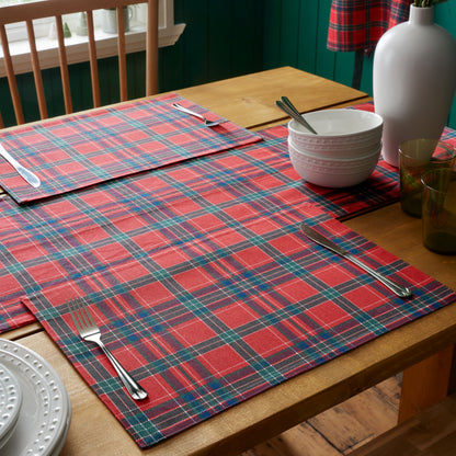 Catherine Lansfield Christmas Tartan Check Placemats (Pack of 4) - Red/Green