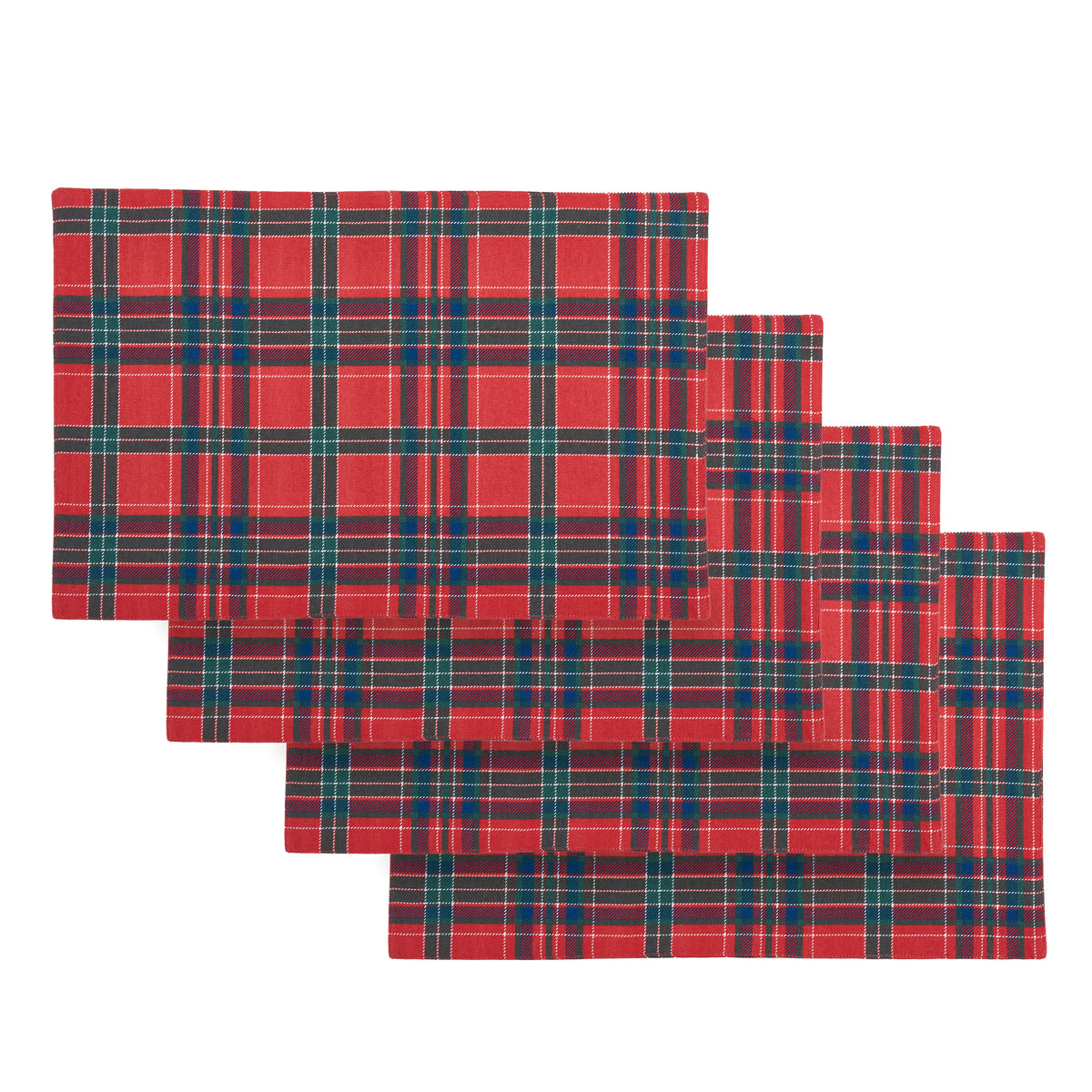 Catherine Lansfield Christmas Tartan Check Placemats (Pack of 4) - Red/Green