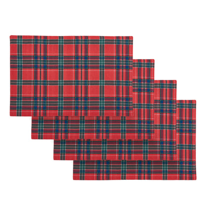 Catherine Lansfield Christmas Tartan Check Placemats (Pack of 4) - Red/Green