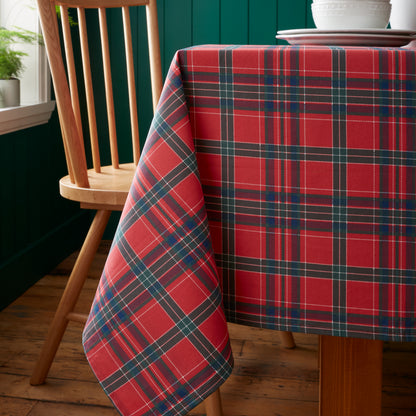 Catherine Lansfield Christmas Tartan Check Table Cloth - Red/Green