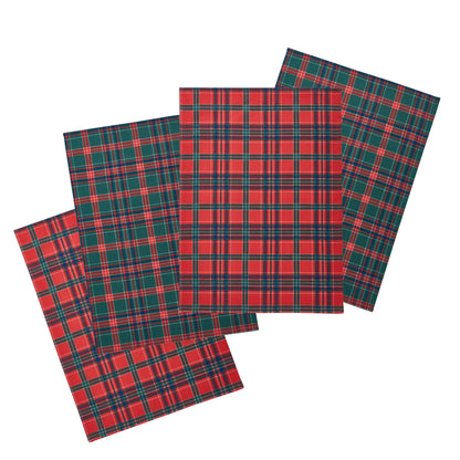 Catherine Lansfield Christmas Tartan Check Tea Towels (Pack of 4) - Red/Green