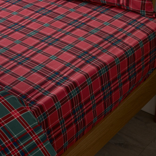 Catherine Lansfield Tartan Check Fitted Sheet - Red