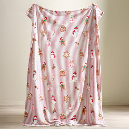 Catherine Lansfield Christmas Gingerbread Stripe Throw - Natural