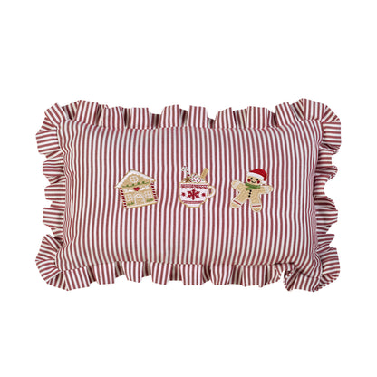 Catherine Lansfield Christmas Gingerbread Stripe Filled Cushion - Natural