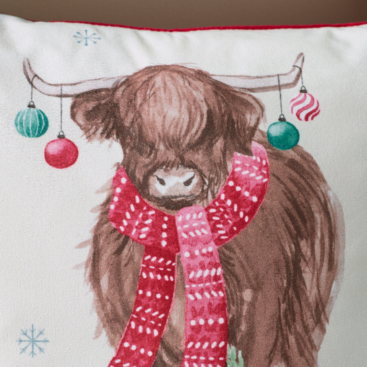Catherine Lansfield Merry Christmoo Filled Cushion - Natural