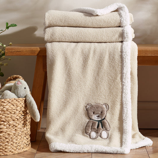 Catherine Lansfield Sherpa Teddy Bear Throw - Natural