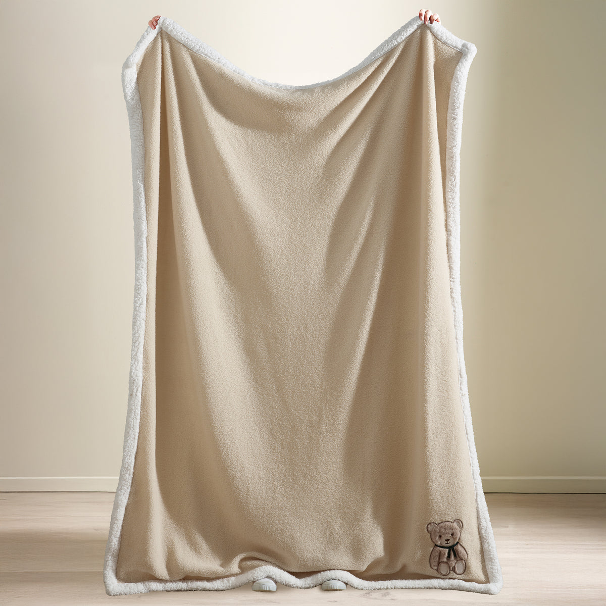 Catherine Lansfield Sherpa Teddy Bear Throw - Natural