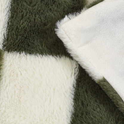 Catherine Lansfield Cosy Soft Checkerboard Throw - Green