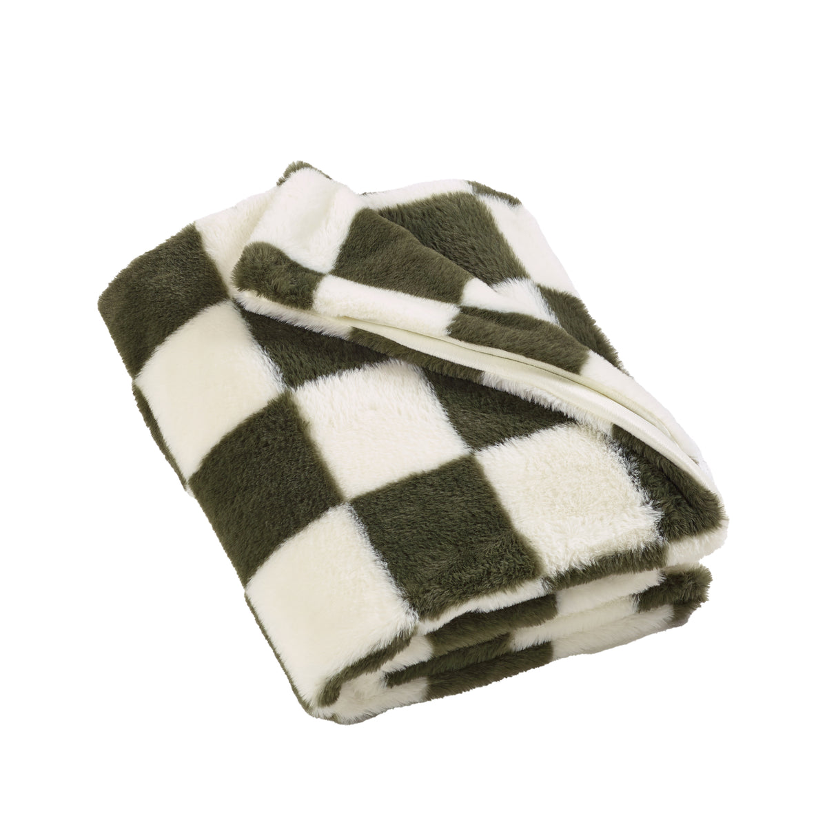 Catherine Lansfield Cosy Soft Checkerboard Throw - Green