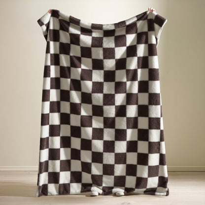 Catherine Lansfield Cosy Soft Checkerboard Throw - Chocolate