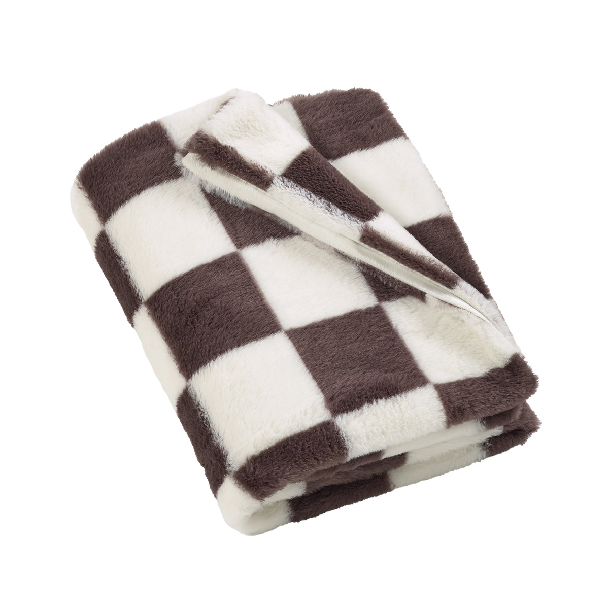 Catherine Lansfield Cosy Soft Checkerboard Throw - Chocolate