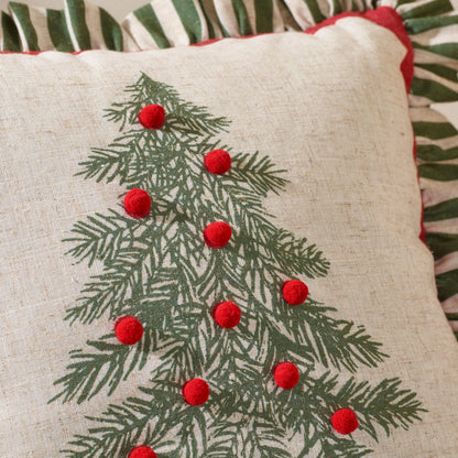 Catherine Lansfield Frilled Christmas Tree Filled Cushion - Green