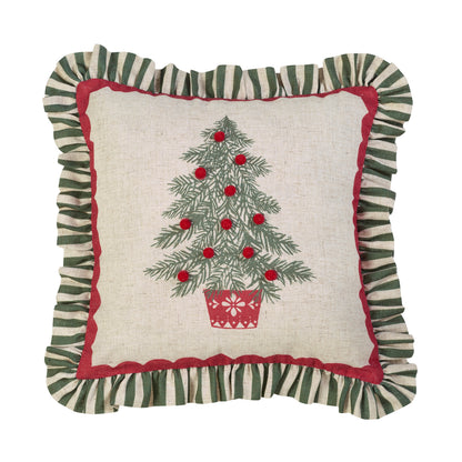 Catherine Lansfield Frilled Christmas Tree Filled Cushion - Green