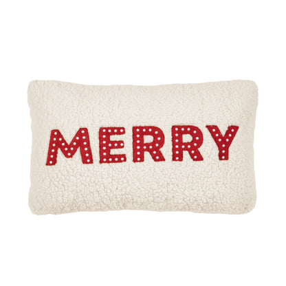 Catherine Lansfield Merry Boucle Filled Cushion - White/Red