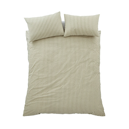Pineapple Elephant Cotton Rich Woven Stripe Duvet Cover Set - Green