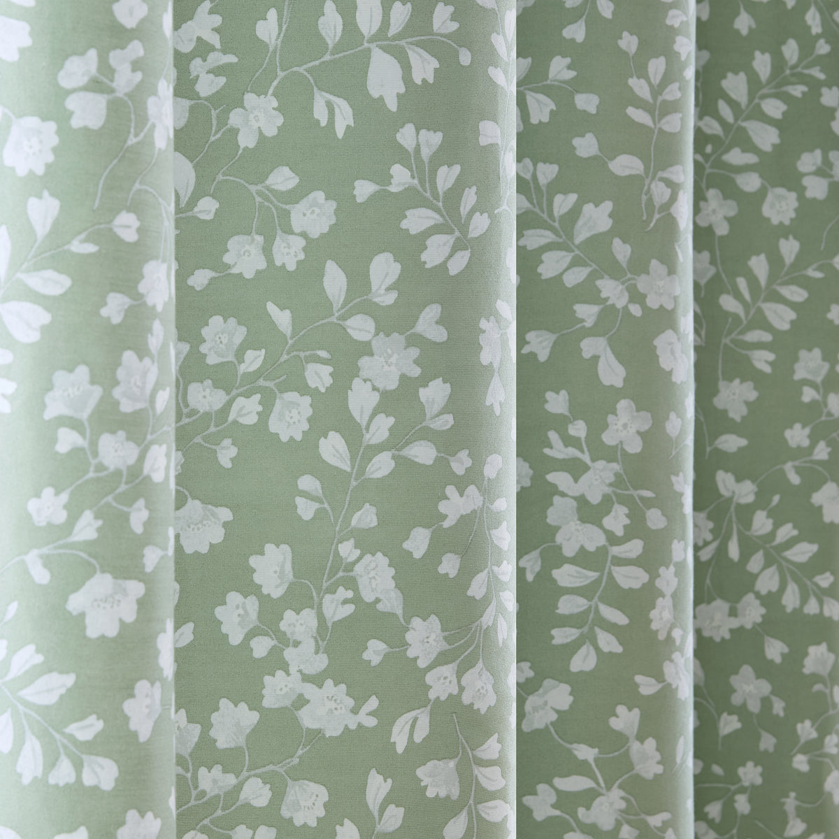 Catherine Lansfield Arla Floral Eyelet Curtains - Green