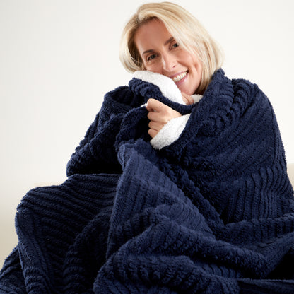 Catherine Lansfield Super Thermal Throw Bedspread - Navy