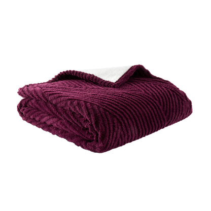 Catherine Lansfield Super Thermal Throw Bedspread - Plum