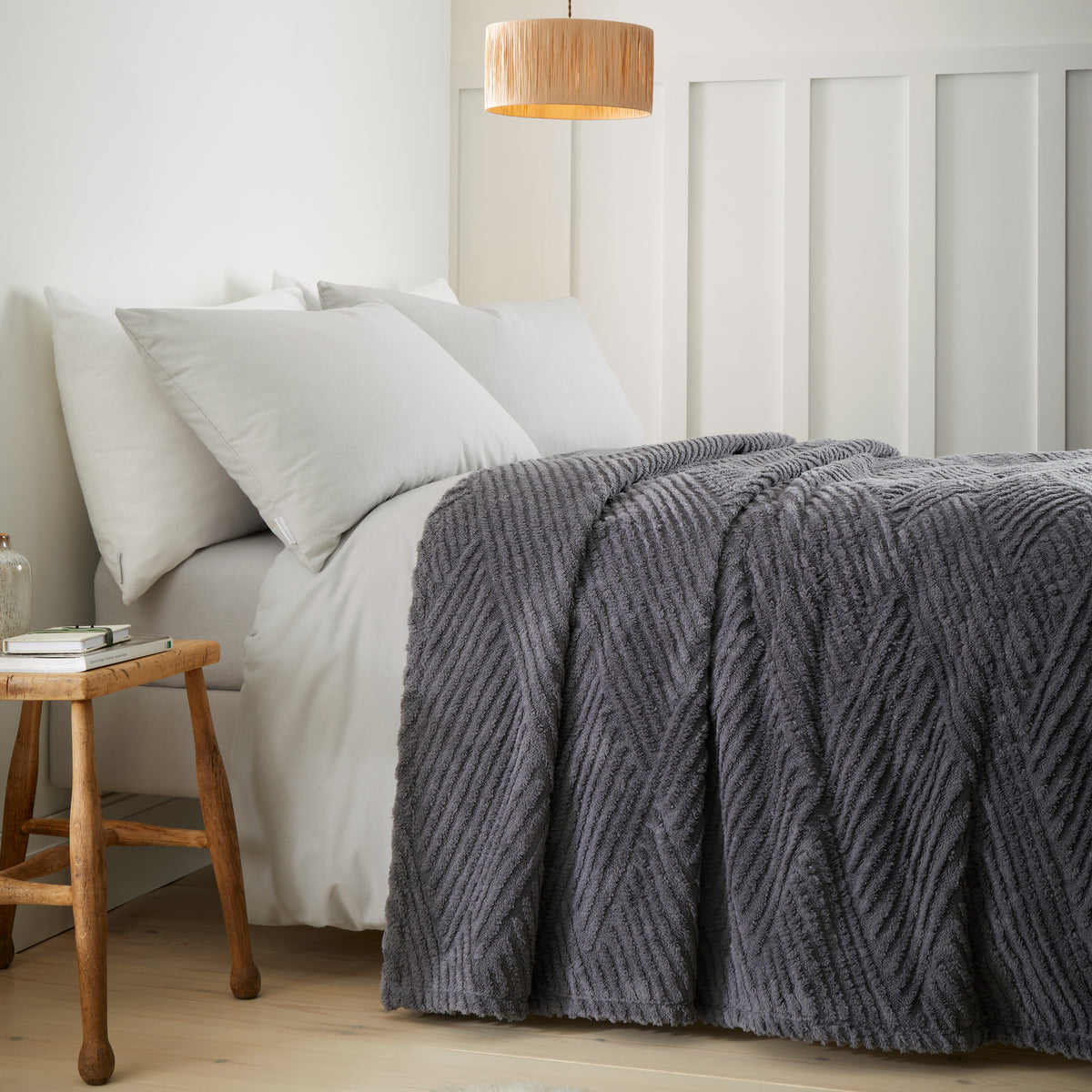 Catherine Lansfield Super Thermal Throw Bedspread - Charcoal