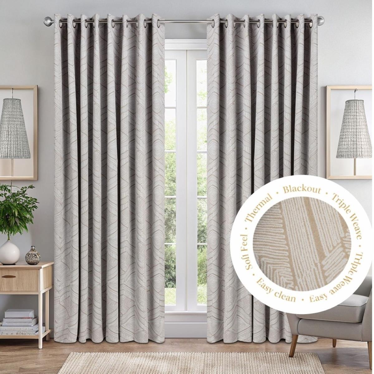 Alan Symonds Aztec Blackout Eyelet Curtains - Cream