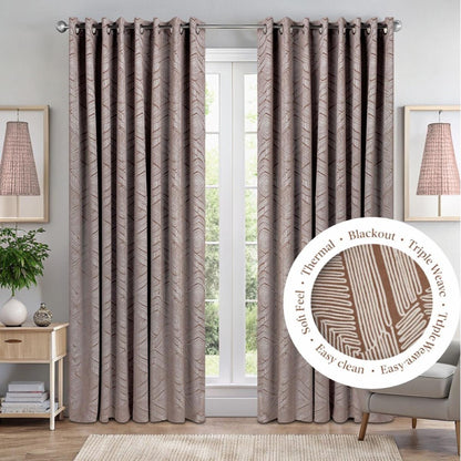 Alan Symonds Aztec Blackout Eyelet Curtains - Rust