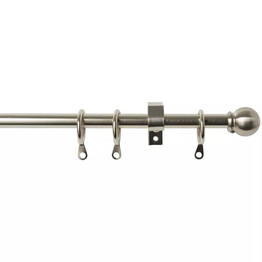 Speedy Ball 10/13mm Extendable Metal Curtain Pole - Satin Silver