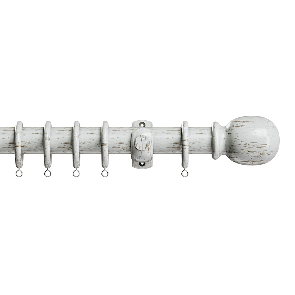 Speedy Victory 28mm Wooden Curtain Pole - Scratched White