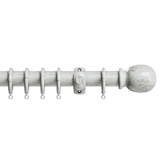 Speedy Victory 28mm Wooden Curtain Pole - Scratched White