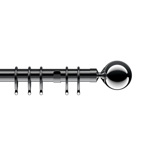 Speedy Nikola 28mm Metal Curtain Pole - Polished Graphite