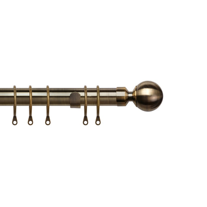 Speedy Pristine Ball 25/28mm Extendable Metal Curtain Pole - Antique Brass