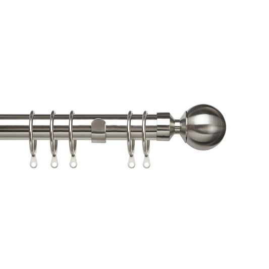 Speedy Pristine Ball 25/28mm Extendable Metal Curtain Pole - Satin Silver