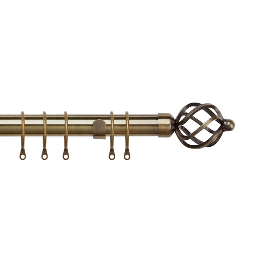 Speedy Pristine Cage 25/28mm Extendable Metal Curtain Pole - Antique Brass