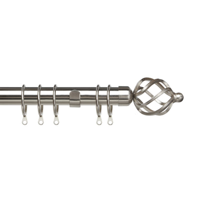 Speedy Pristine Cage 25/28mm Extendable Metal Curtain Pole - Satin Silver