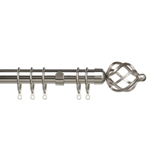 Speedy Pristine Cage 25/28mm Extendable Metal Curtain Pole - Satin Silver