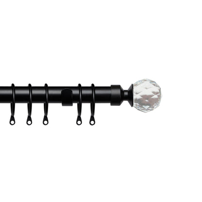 Speedy Pristine Crystal 25/28mm Extendable Metal Curtain Pole - Matt Black