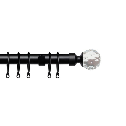 Speedy Pristine Crystal 25/28mm Extendable Metal Curtain Pole - Matt Black