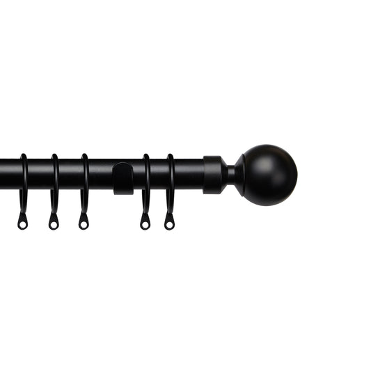 Speedy Pristine Ball 25/28mm Extendable Metal Curtain Pole - Matt Black