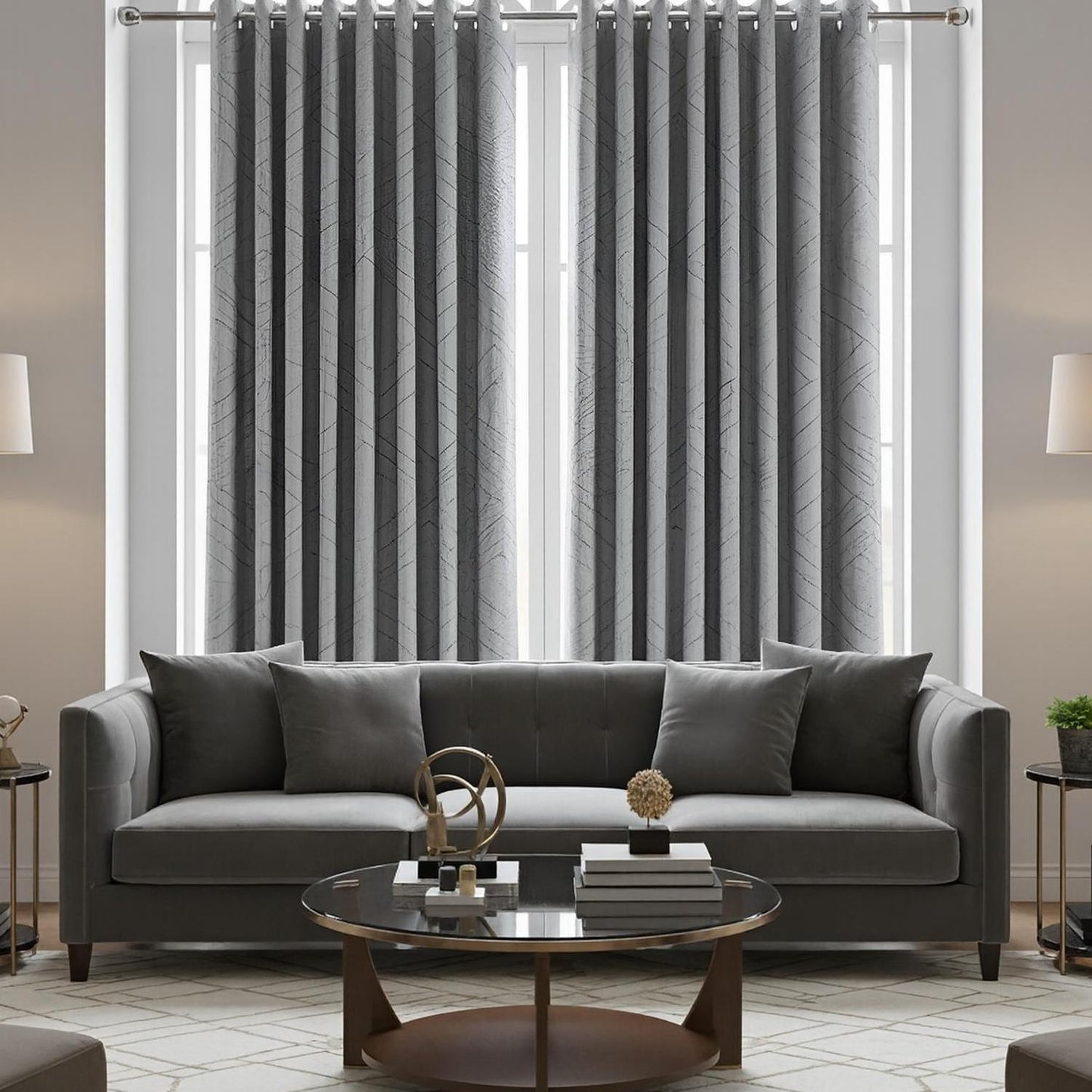 Alan Symonds Aztec Blackout Eyelet Curtains - Silver