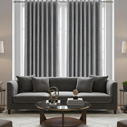Alan Symonds Aztec Blackout Eyelet Curtains - Silver