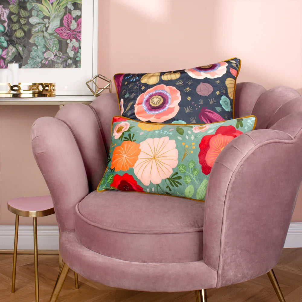 Kate Merritt Bright Blooms Cushion - Midnight