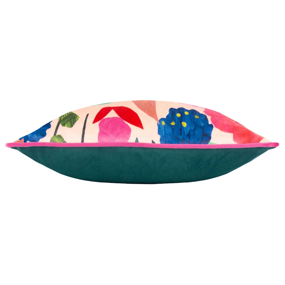Kate Merritt Floral Collage Cushion - Fuchsia