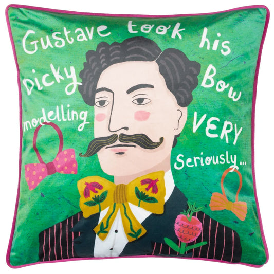 Kate Merritt Gustave Cushion - Emerald/Pink