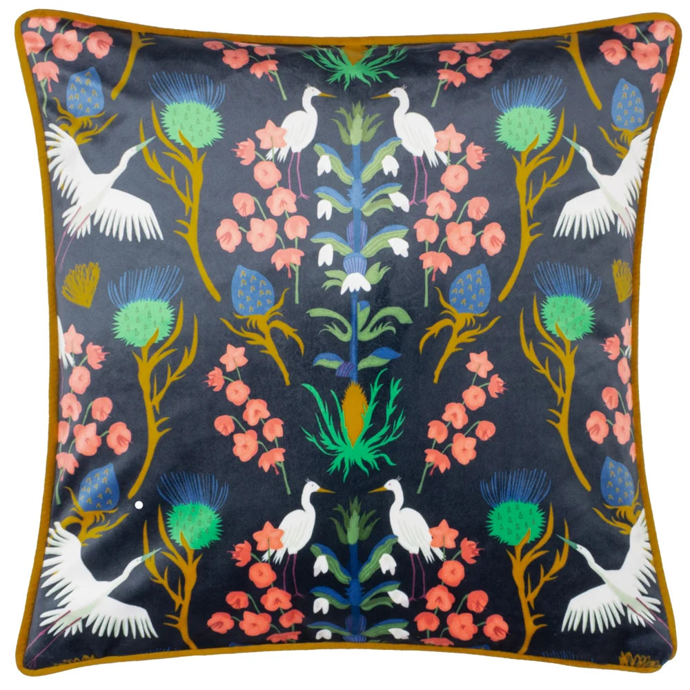 Kate Merritt Herons Cushion - Navy