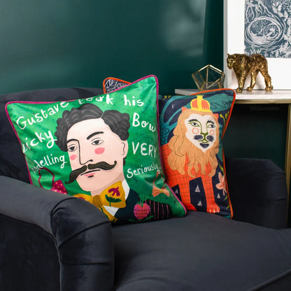 Kate Merritt Lion Cushion - Navy/Orange