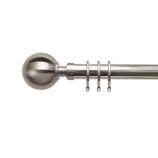 Speedy Ball 35mm Metal Curtain Pole - Satin Silver