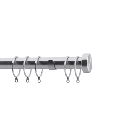 Speedy Stud 28mm Metal Curtain Pole - Satin Silver